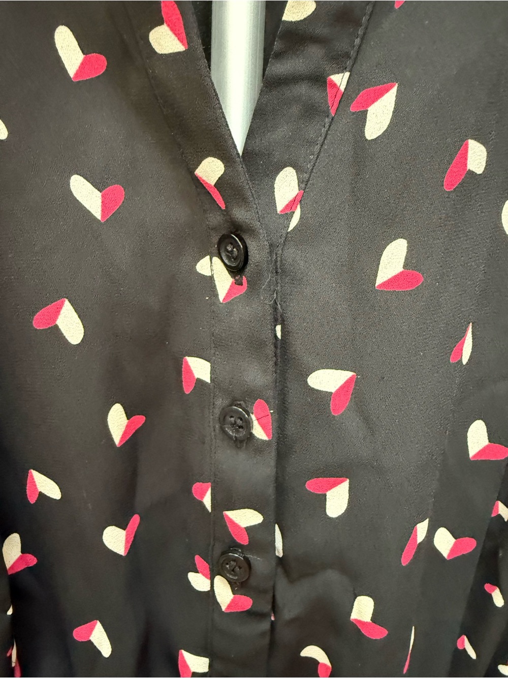 Maison Jules Black Midi Dress with Pink Heart Print - Picture 3 of 12